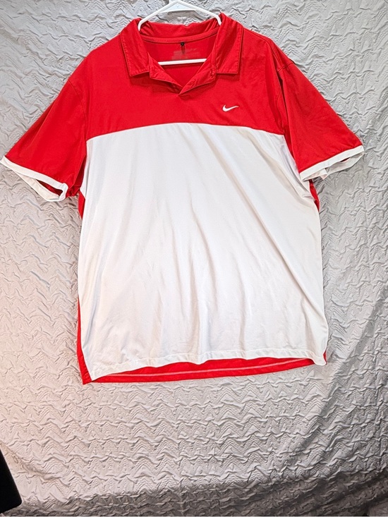 Nike Other - Nike Dri FIT Red White Colorblock Golf Polo Shirt Mens XL